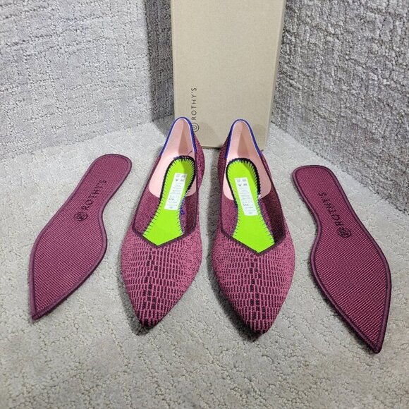 Rothys The Point Women's Size 9 US Fig Phyton Pointed Toe Slip on Flats Shoes - Picture 12 of 14